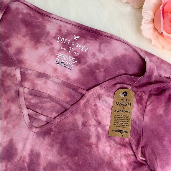 American Eagle Soft & Sexy T Pink/Tye Dye - Picture 5 of 7